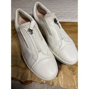 Clarks Layton Rae Praline Leather Zip Up Casual Comfort Sneakers Shoes Womens 10